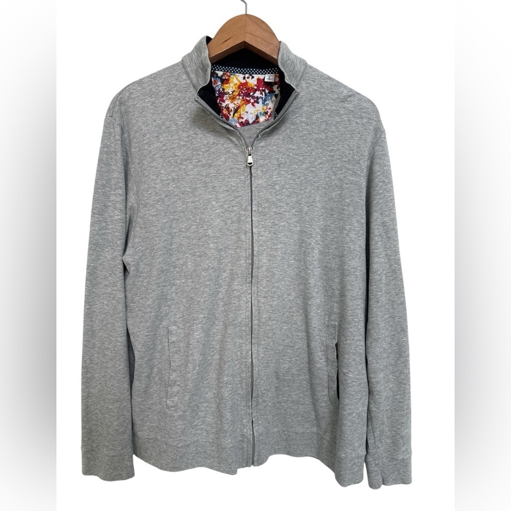 Robert Graham Alan Full Zip Jacket Pockets Gray Size Large